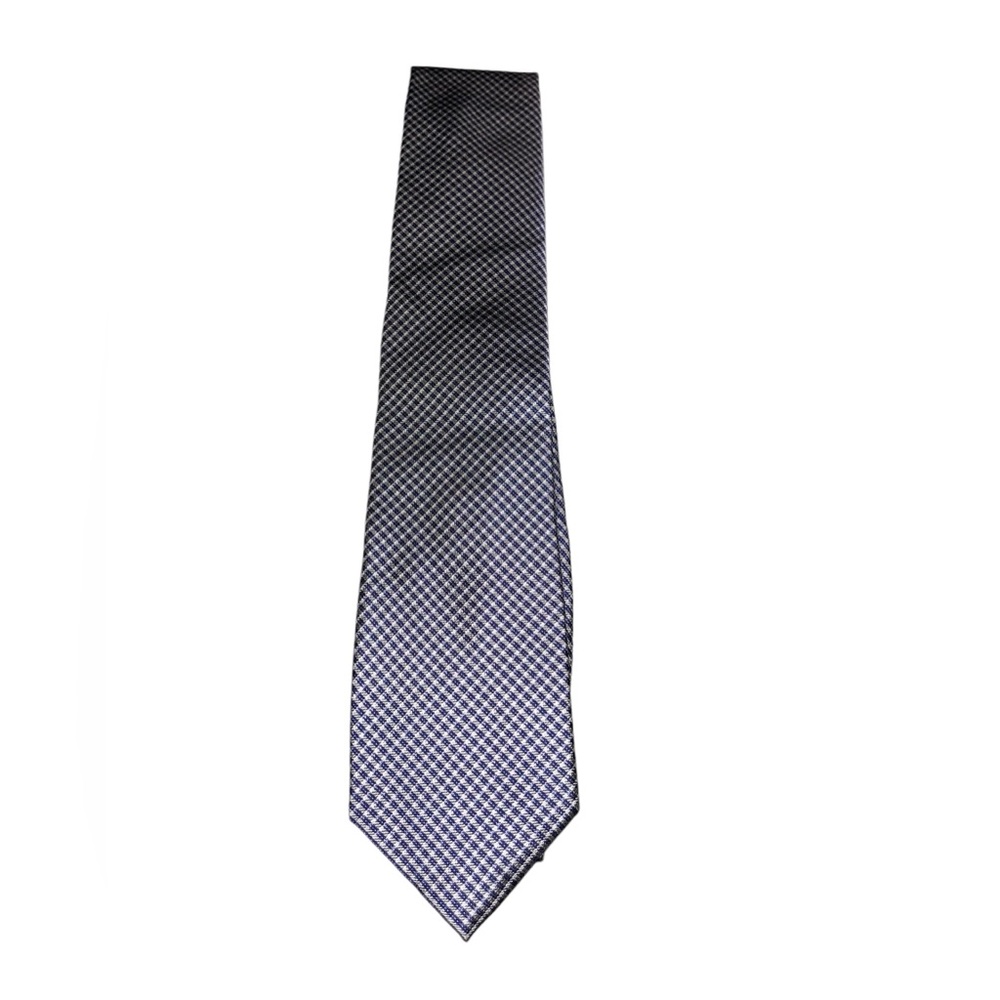 Calvin Klein Men's Silk Tie Navy Blue & White Micro Check NWT